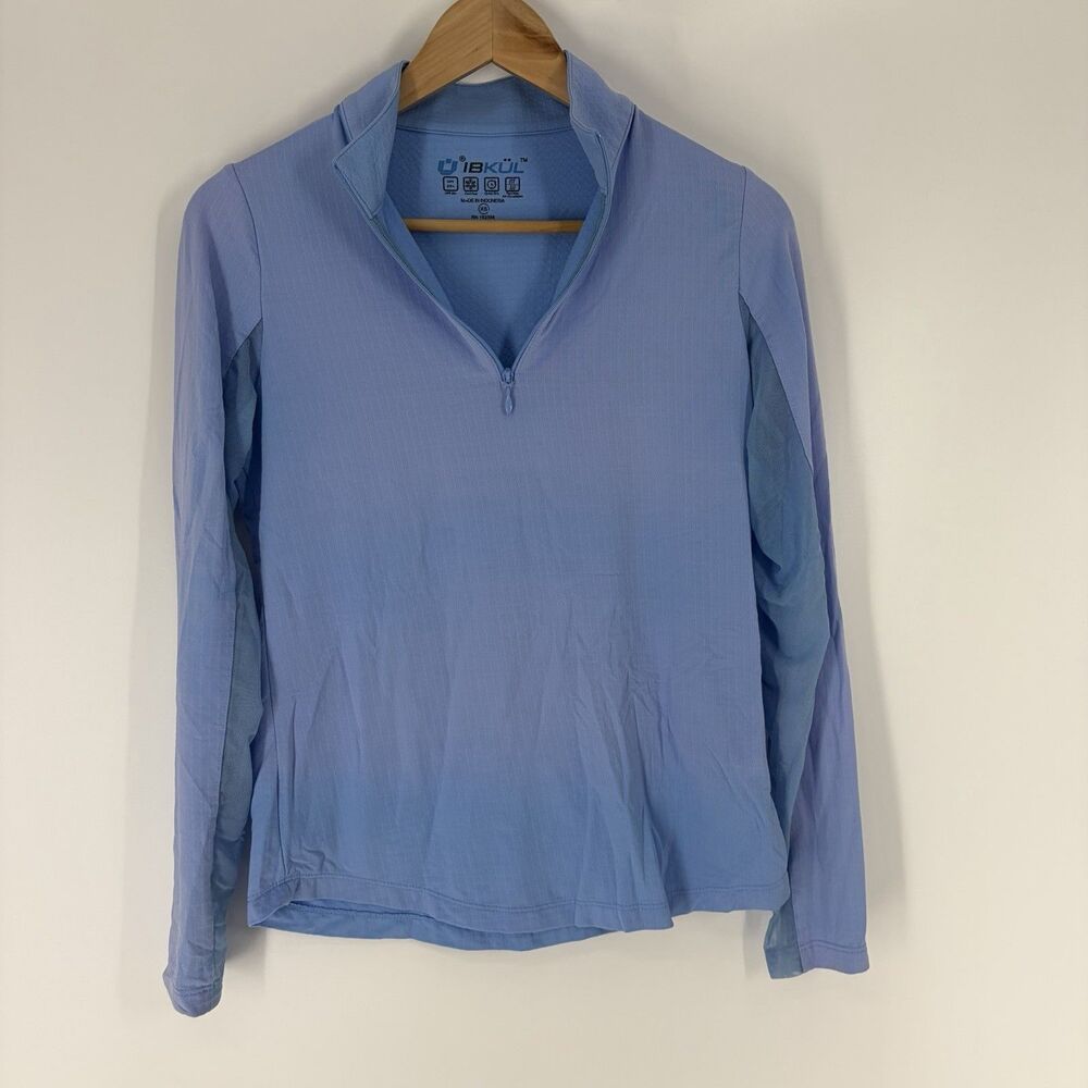 Ibkul Shirt Size XS Womens Blue 1/4 Zip Top Golf Pickleball Mesh Sleeve UPF 50+